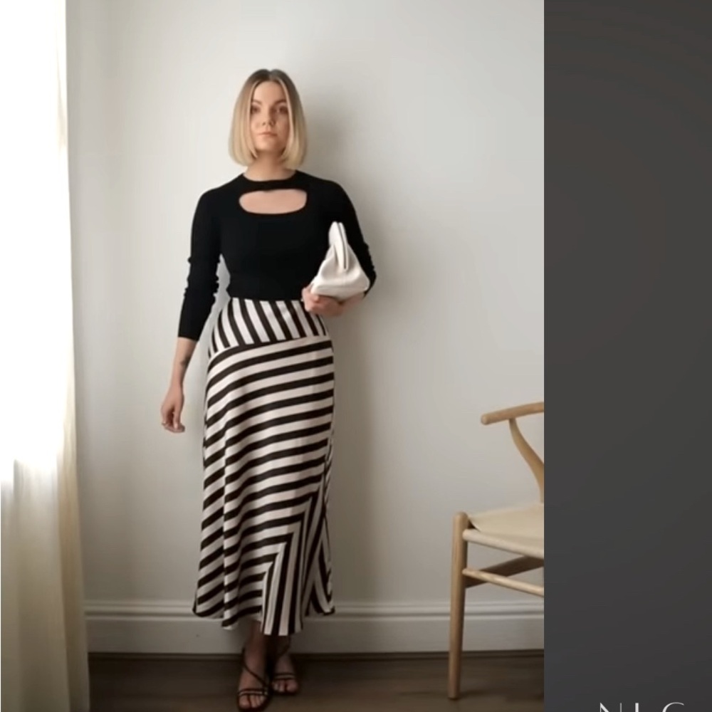 The Limited Black 100% Silk Skirt